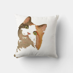 Coussin Un chat Calico Vert Portrait Artistique