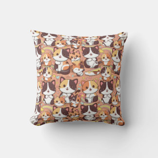 Coussin Un chats calico mignon sans couture motif lancer d