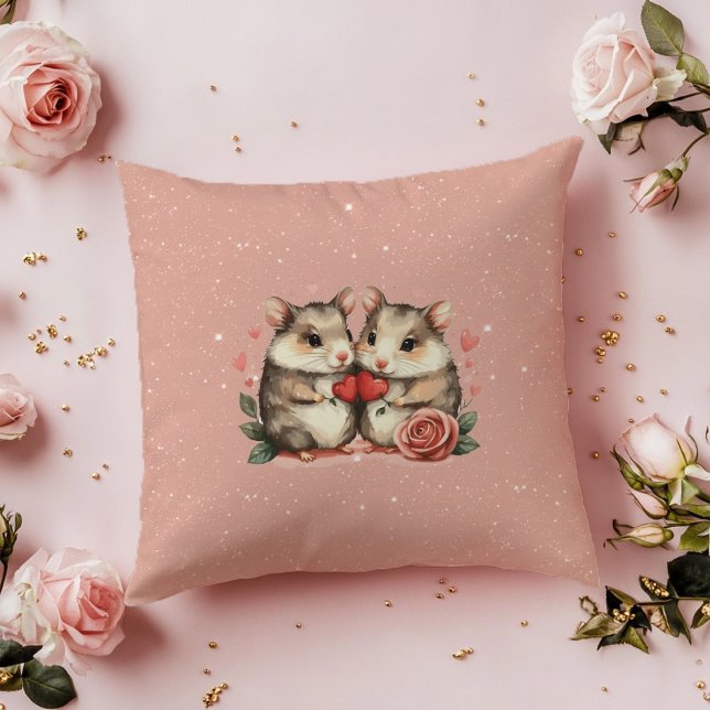 Coussin Un couple de souris amoureux Valentine (Créateur téléchargé)