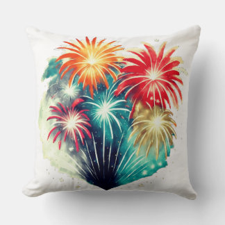Coussin Un feu en forme de coeur coloré.
