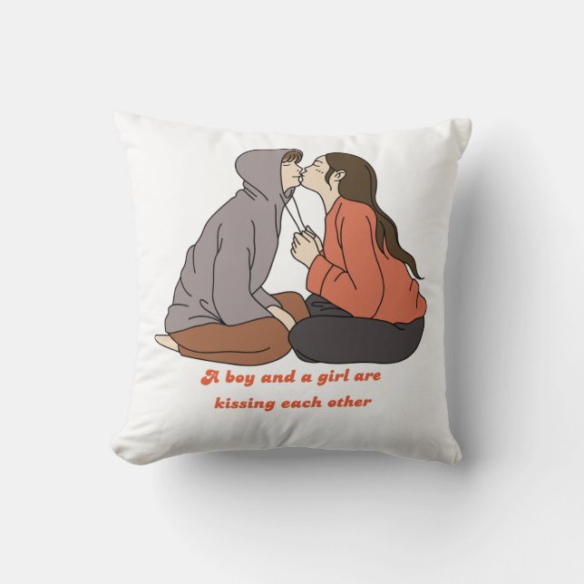 Coussin Un garçon et une fille s'embrassent (Recto)