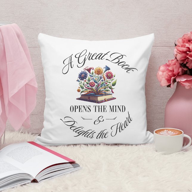Coussin Un grand livre ravit floral  (Créateur téléchargé)