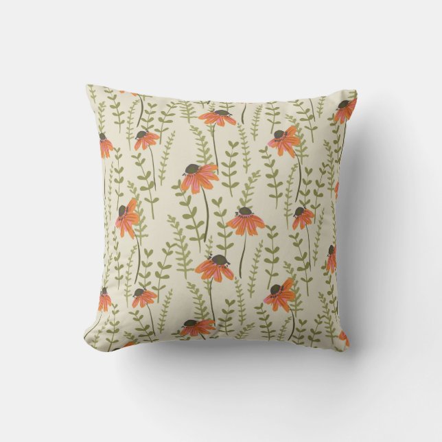 Coussin Un jardin de fougères vertes égayées par des floco (Recto)