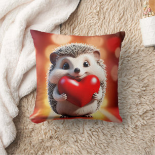 Coussin Un joli hérisson tenant un coeur