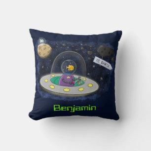 Coussin Un joli poisson heureux dans l'espace dessin animé