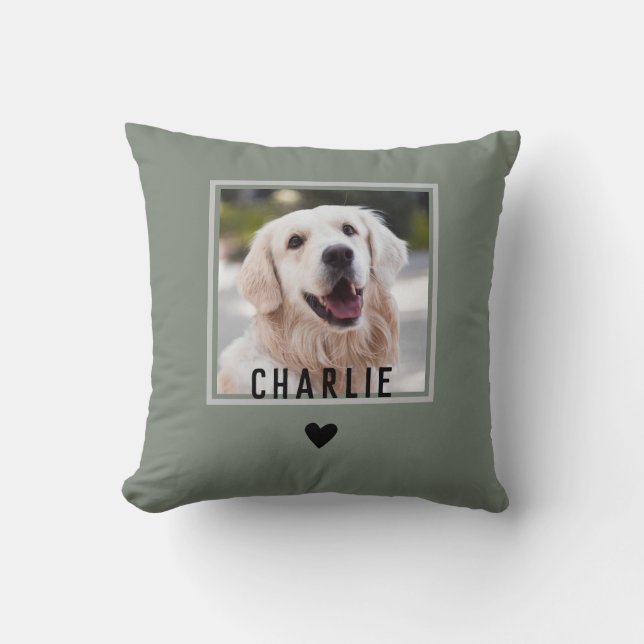 Coussin Un joli vert sentimental avec un chien du coeur No (Recto)
