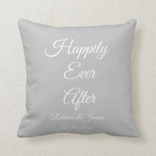 Coussin Un Mariage gris et blanc élégant heureux pour touj
