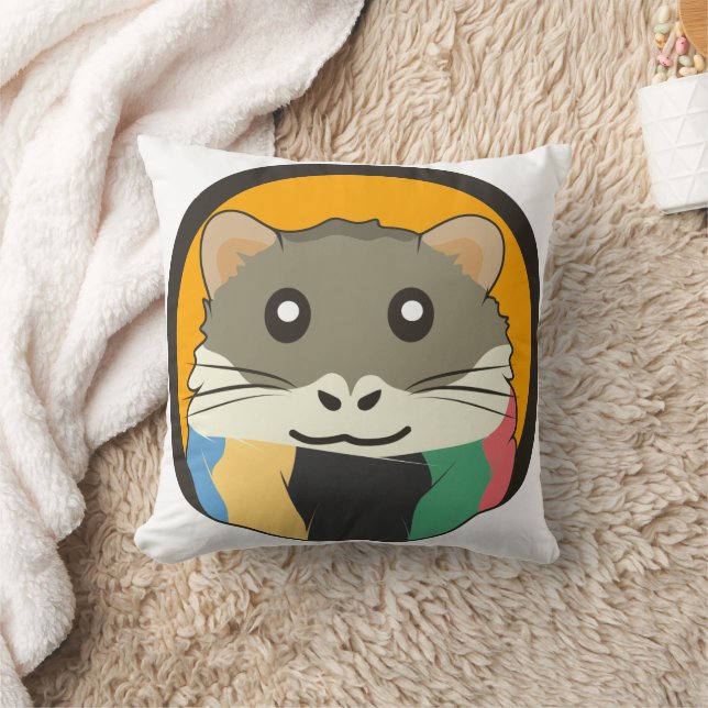 Coussin Un mignon hamster en caricature avec une écharpe m (Couverture)