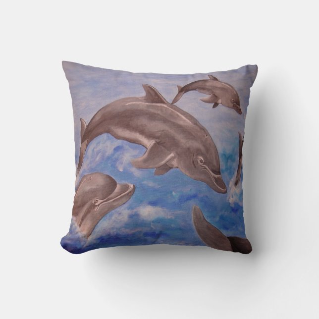 Coussin Un morceau de dauphins de saut (Recto)