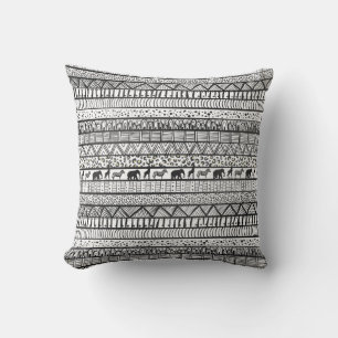 Coussin Un Motif africain à la mode noir blanc