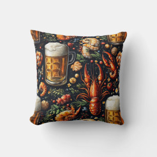 Coussin Un motif pour les amateurs de bière et de fruits d