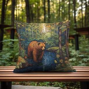 Coussin Un Ours Brown Qui Boit Du Creek