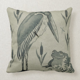 Coussin Un pélican et une grenouille dans la conversation