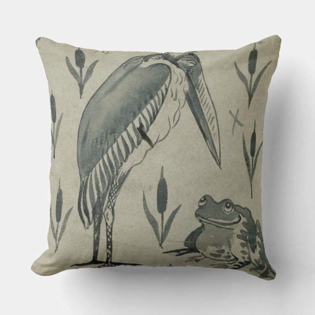 Coussin Un pélican et une grenouille dans la conversation (Recto)