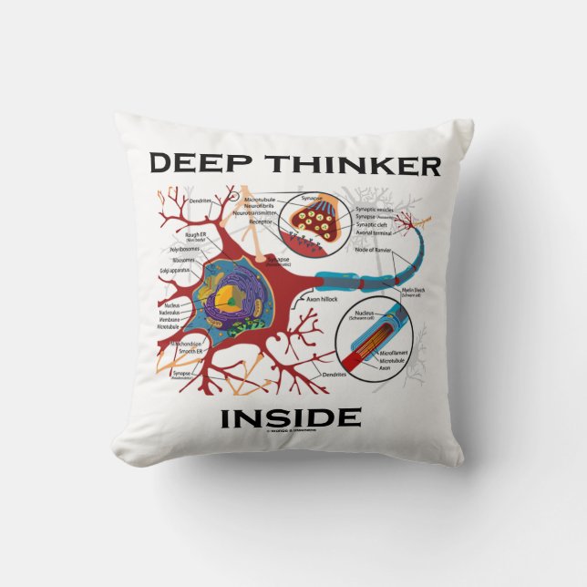 Coussin Un penseur profond à l'intérieur (Neuron Synapse) (Recto)