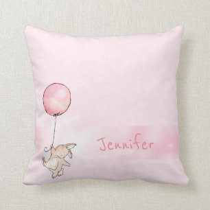 Coussin Un petit lapin mignon pour fille rose