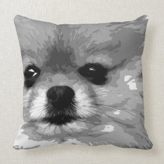 Coussin Un Pomeranian noir et blanc