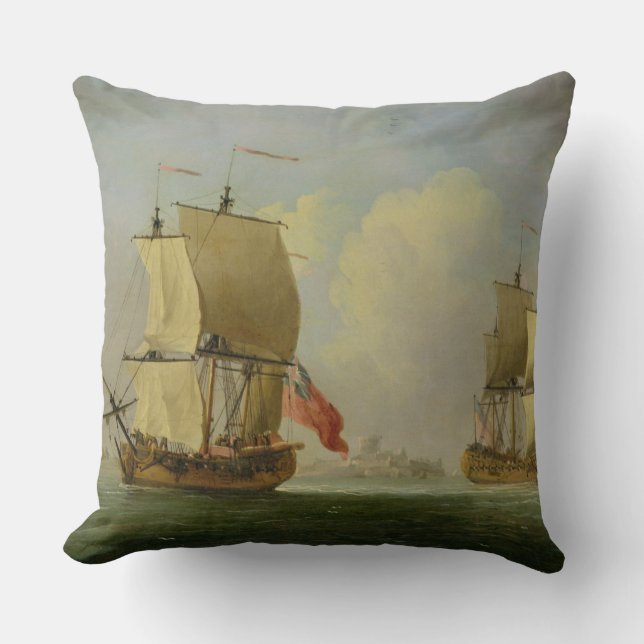 Coussin Un sloop anglais et une frégate dans une brise (Recto)