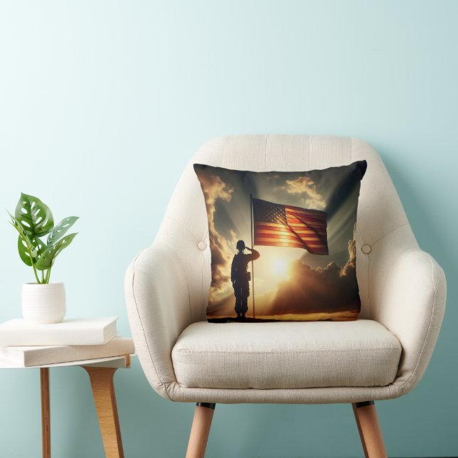 Coussin Un Soldat Américain Salue Le Drapeau (Chaise)