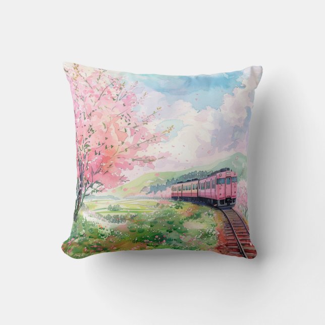 Coussin Un train au printemps (Recto)