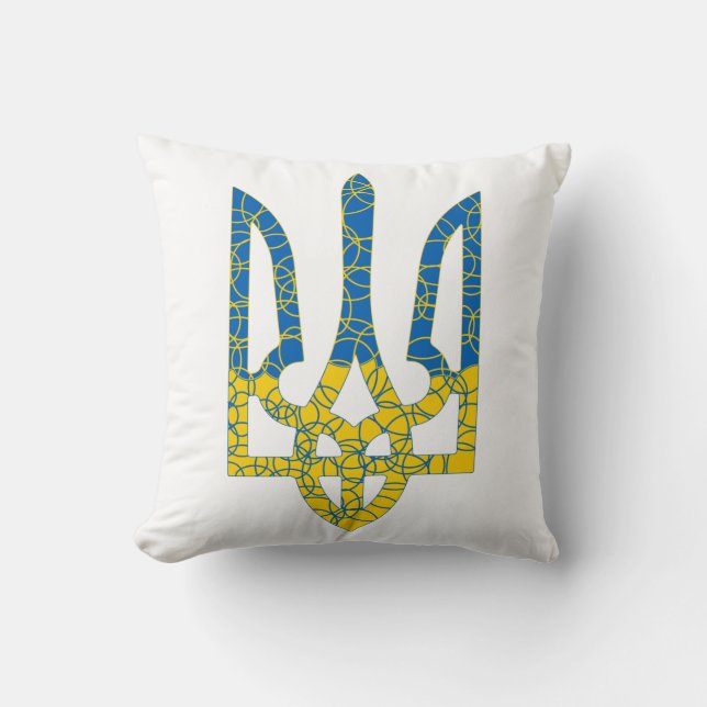 Coussin Un trident ukrainien texturé drapeau d'Ukraine cou (Recto)