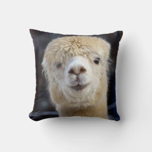 Coussin Un visage mignon et duveteux d'alpaca