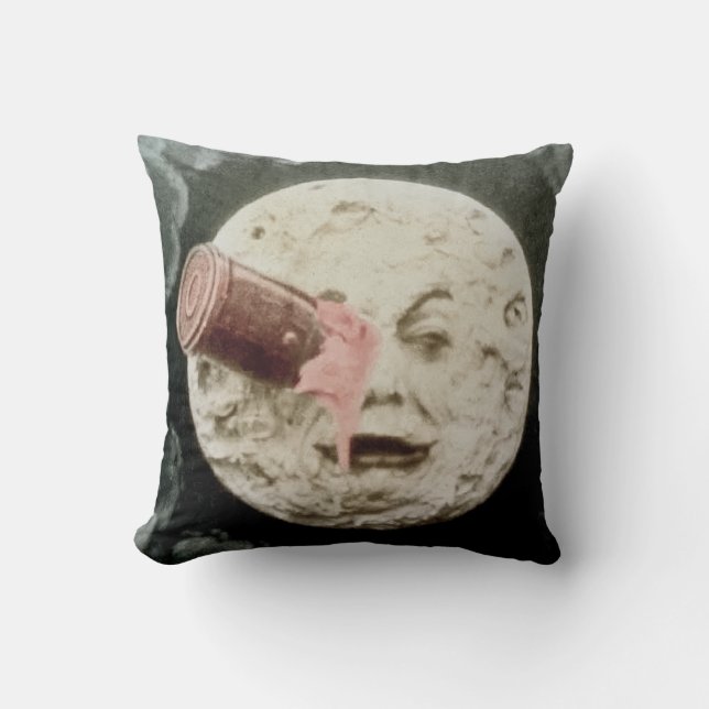 Coussin Un voyage à la lune (teinte amortie de main) (Recto)