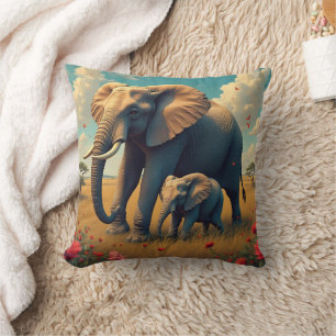 Coussin Une douce maman sentimentale et un éléphant de béb