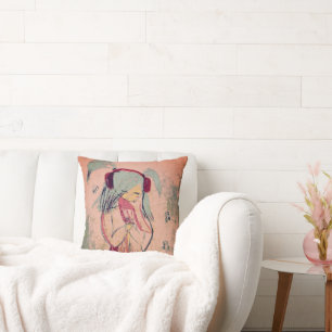 Coussin Une fille avec de la musique dans sa tête