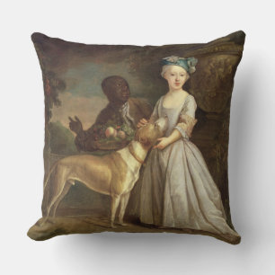 Coussin Une jeune fille avec un chien et une page, 1720-30