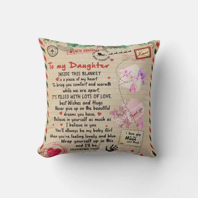 Coussin Une Lettre Personnalisée À Ma Fille (Recto)