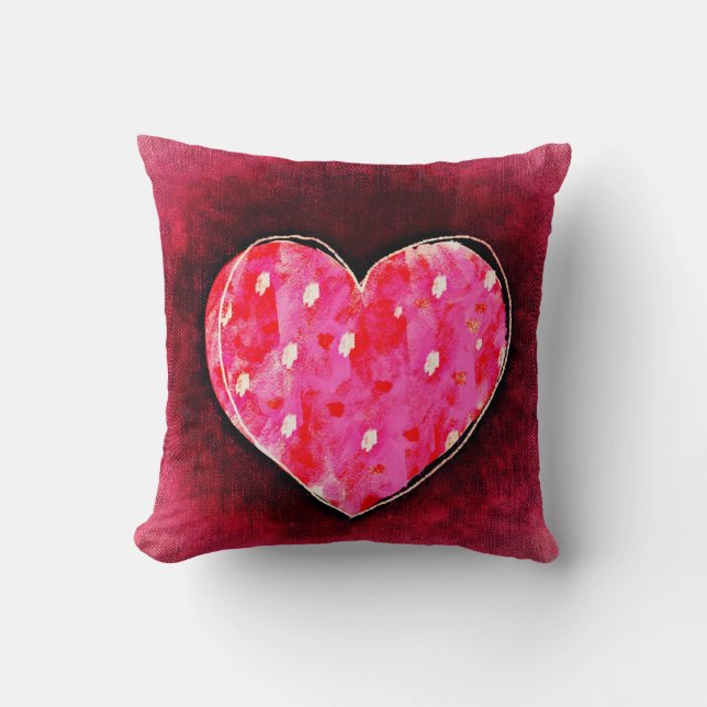 Coussin Une mignonne main tiré coeur rose sur une texture  (Recto)