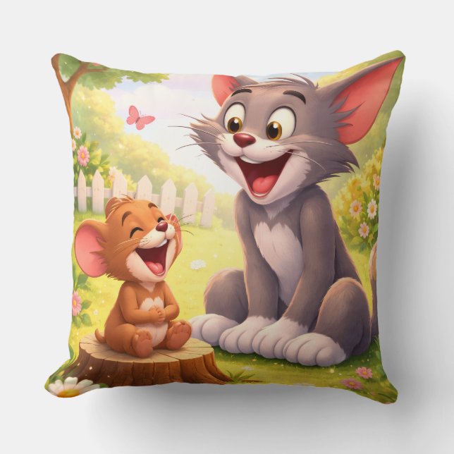 Coussin Une pause joyeuse dans le jardin (Recto)