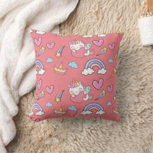 Coussin Une Unicorne Magique Arc-en-ciel Joyeuse fête d'an