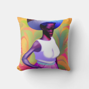 Coussin Une Vielle Africaine Portant Un Vase Sur La Tête