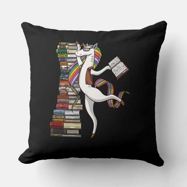 Coussin Unicorn Bibliothécaire Magazine Lecture Nerd (Recto)