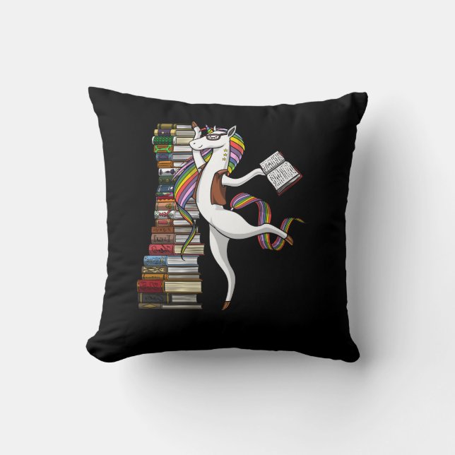 Coussin Unicorn Bibliothécaire Magazine Lecture Nerd (Recto)
