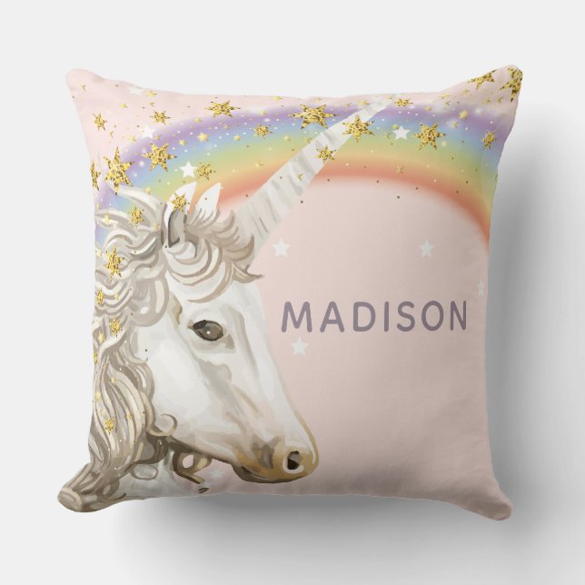Coussin Unicorn Luxury Gold Parties scintillant (Recto)