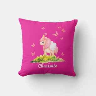 Coussin Unicorn Nom Nursery Kids Décor Salle Rose