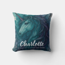 Coussin Unicorne à encre d'alcool - Turquoise et v