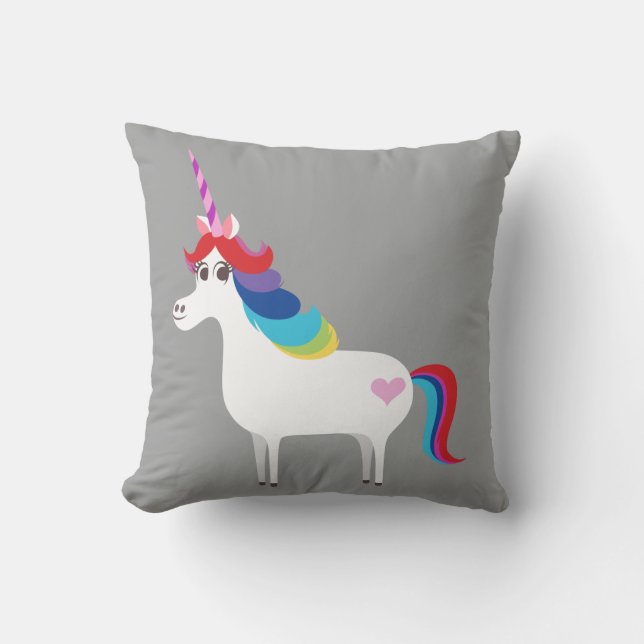 Coussin Unicorne arc-en-ciel (Recto)