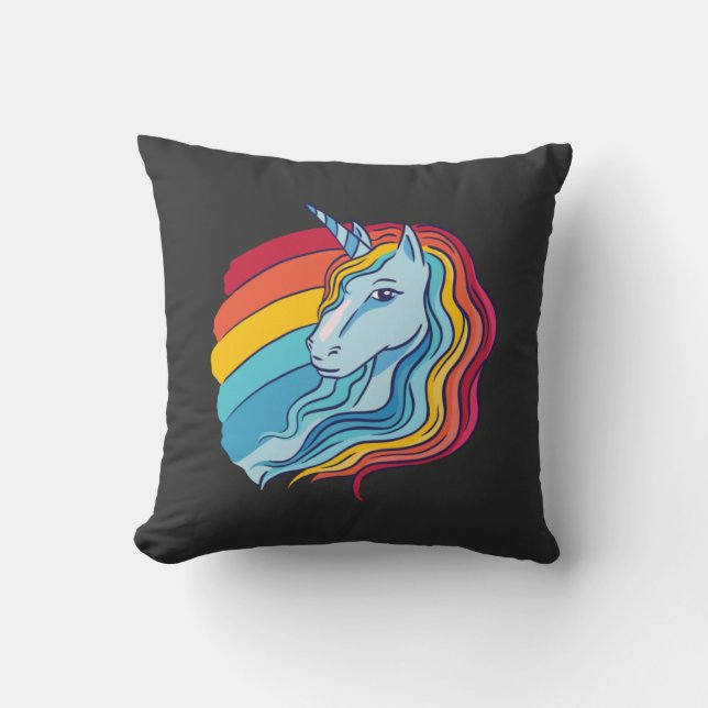Coussin Unicorne arc-en-ciel (Recto)
