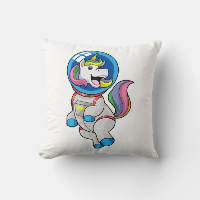 Coussin Unicorne en tant qu'astronaute dans l'espace (Recto)