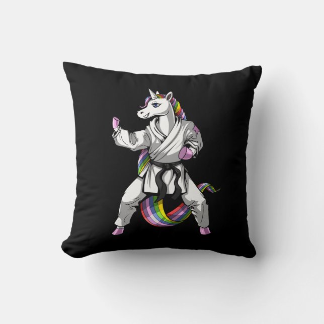 Coussin Unicorne Girl Karate Ninja (Recto)