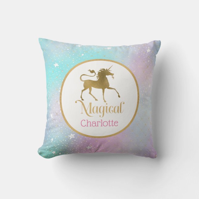 Coussin Unicorne magique personnalisée (Recto)