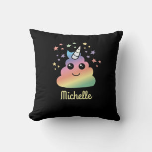 Coussin Unicorne Personnalisée Rainbow Poop Emoji Kawaii