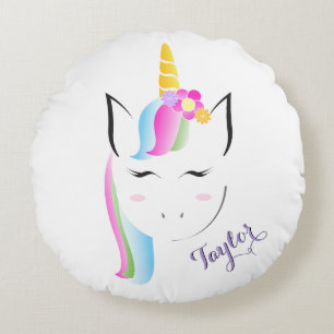 Coussin Unicorne ronde personnalisé