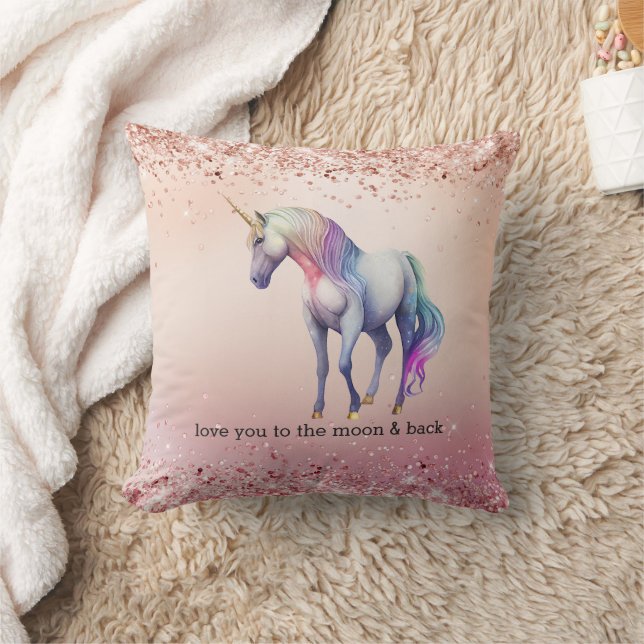 Coussin Unicorne rose or rose (Couverture)