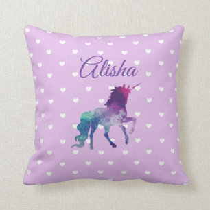 Coussin Unicorne violet personnalisé pour petite f