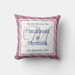 Coussin UNION JACK Keepsaké Nom Mariage Monogram